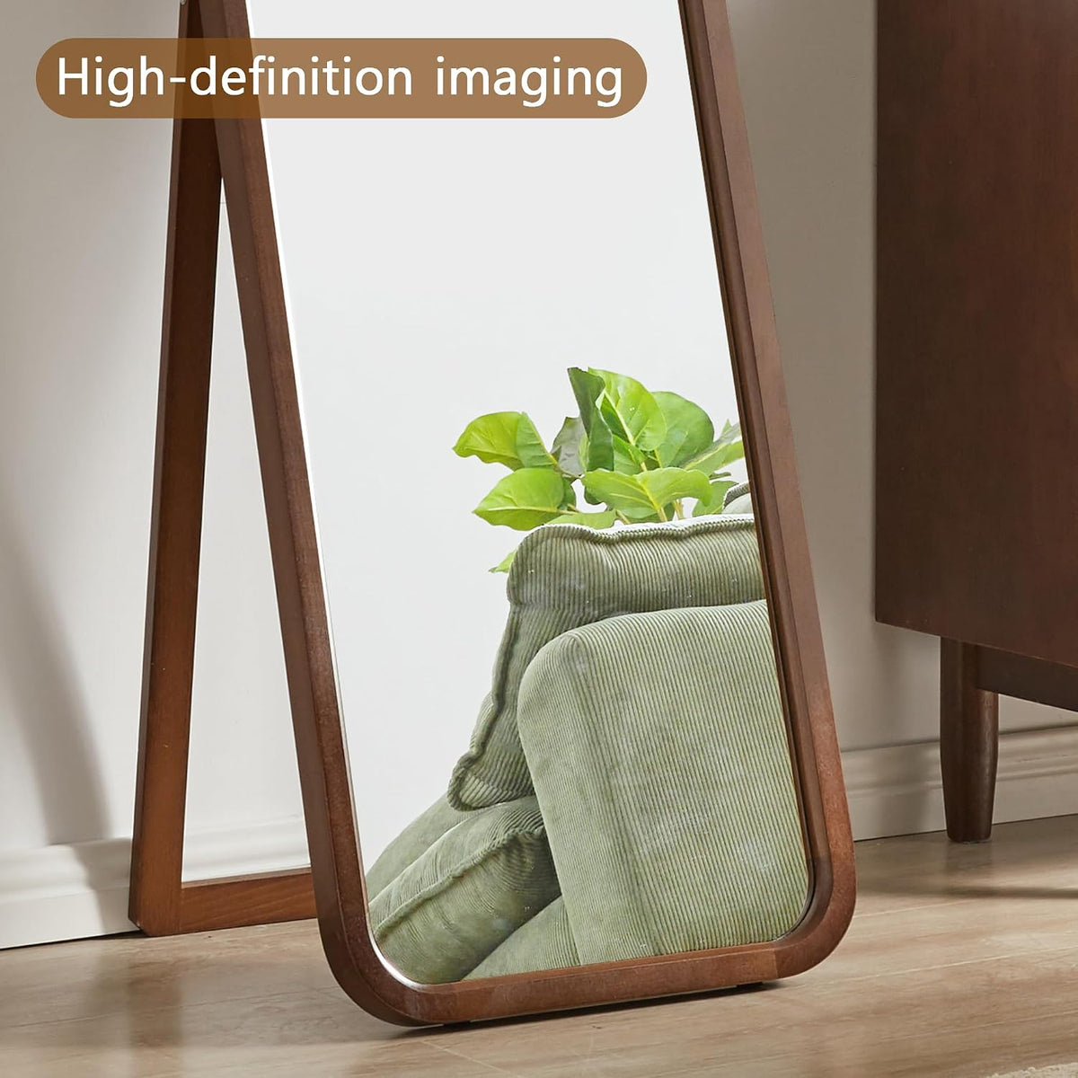 KEIKI Freestanding Floor Mirror with Stand, 2-in-1 Wall Mounted Dressing Mirror, Full Length Body Mirror for Bedroom Living Room, Walnut