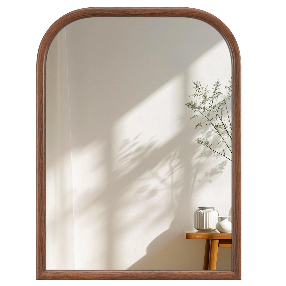 20"x30" Arch Wall Mirror for Wall, Wall Mounted Vanity Mirror for Bedroom, Wood Grain Finish Frame Mirror with Tempered Glass, Vintage Decorative for Bathroom, Entryway, Living Room, Walnut