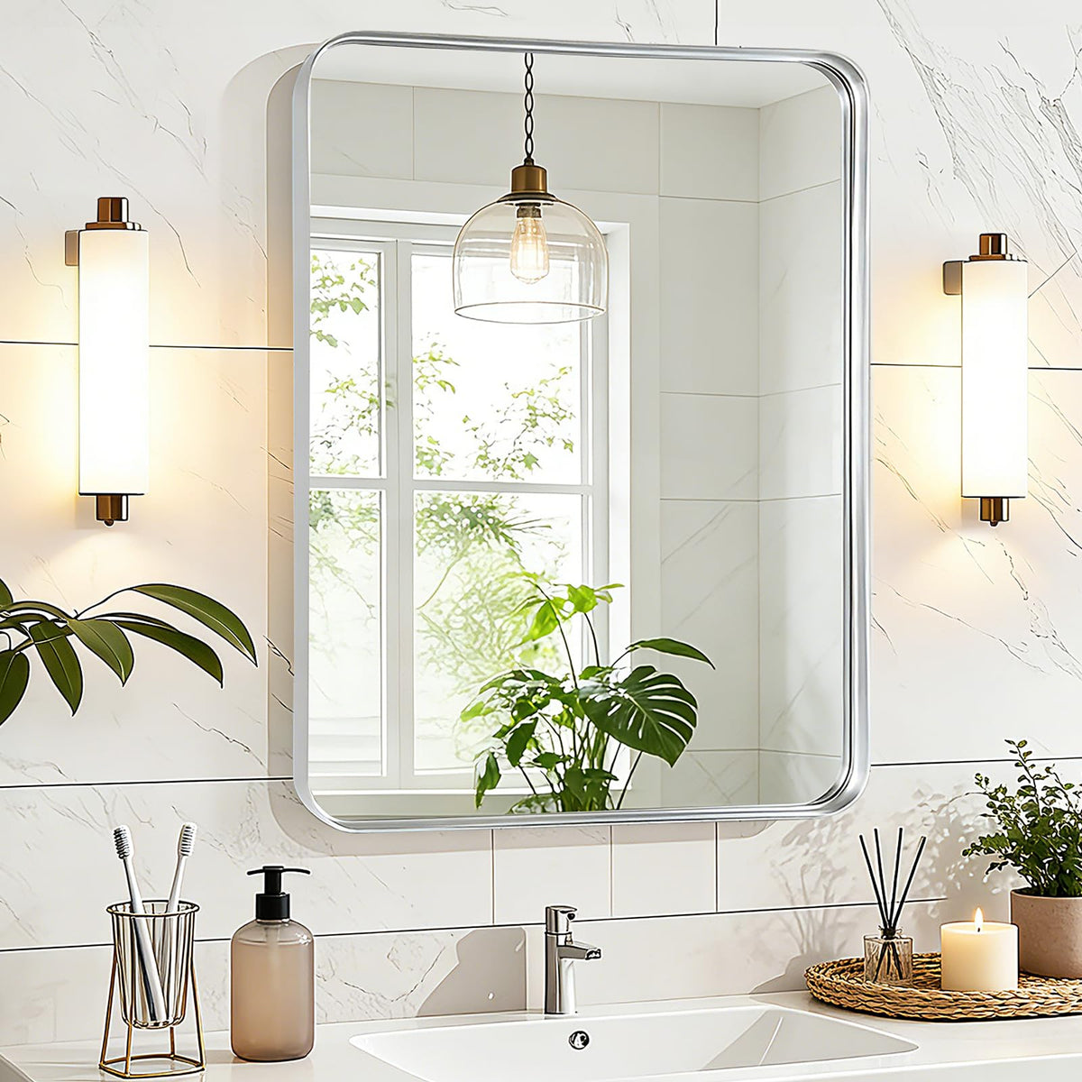 Black Bathroom Vanity Mirror Over Sink 2 Pack, 24x36 Large Wall Mirror