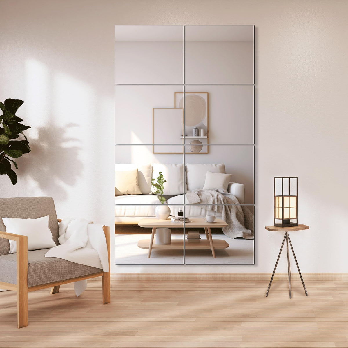 Delma Frameless Mirror Tiles 16"x12"x12 Pcs Wall Mounted