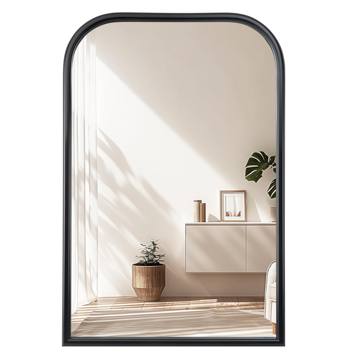 20"x30" Arch Wall Mirror for Wall, Wall Mounted Vanity Mirror for Bedroom, Wood Grain Finish Frame Mirror with Tempered Glass, Vintage Decorative for Bathroom, Entryway, Living Room, Walnut