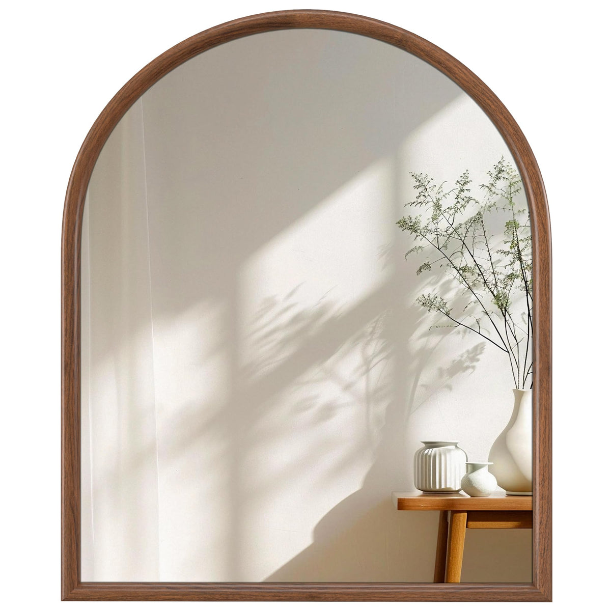 20"x30" Arch Wall Mirror for Wall, Wall Mounted Vanity Mirror for Bedroom, Wood Grain Finish Frame Mirror with Tempered Glass, Vintage Decorative for Bathroom, Entryway, Living Room, Walnut