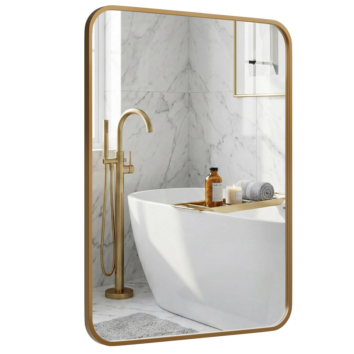 2-Pack 24x36 Inch Matte Black Rounded Rectangle Vanity Mirrors