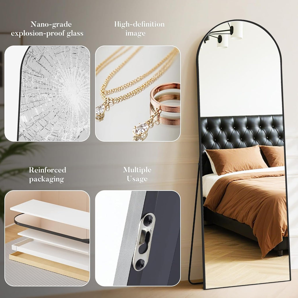 DUMOS 63"x20" Arched Full Length Floor Mirror, Full Body Mirror with Stand