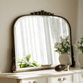 24"×32" Bronze Arched Wall Mirror with Vintage Carving