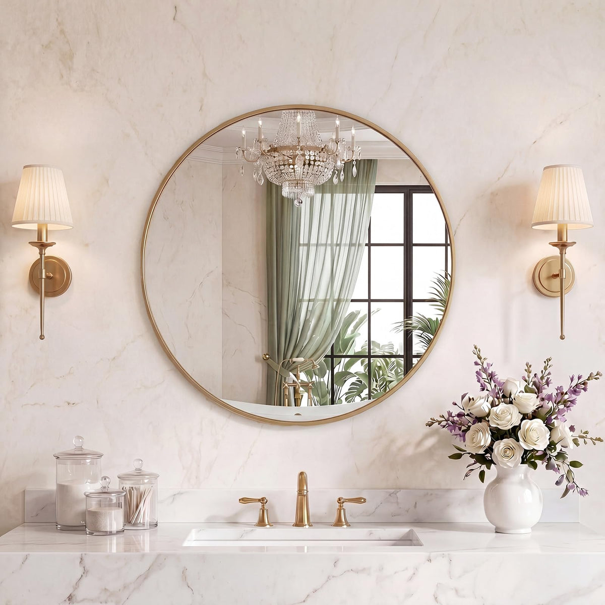Sweetcrispy 26"x38" Arched Bathroom Mirror, Bathroom Mirrors for Over Sink