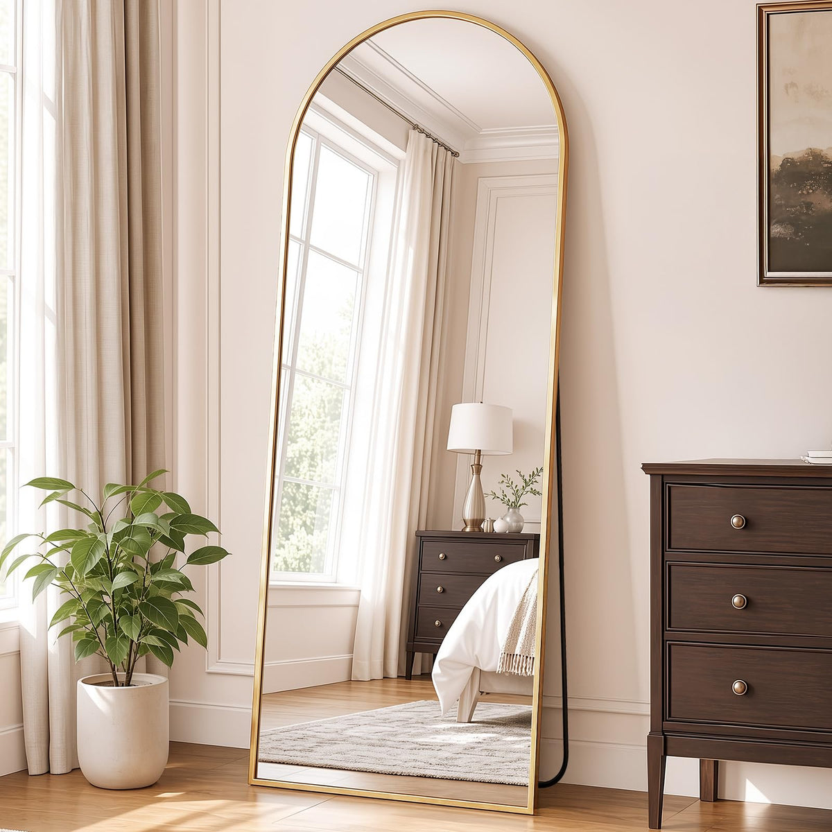 DUMOS 63"x20" Arched Full Length Floor Mirror, Full Body Mirror with Stand