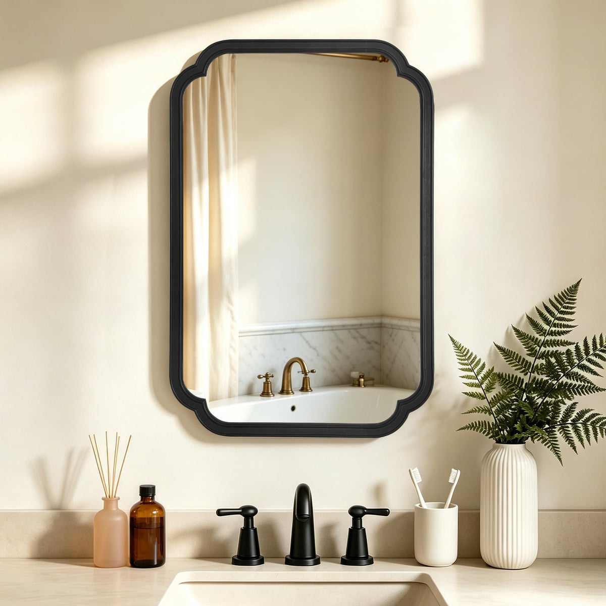 HOMECOOKIN Full Length Mirror Wall Mounted, Rustic Wooden Frame Floor Mirror, Rounded Corner Large Full Body Mirror for Bedroom,Dressing Room， Leaning or Hanging Against Wall (Walnut, 71" L x 24" W)