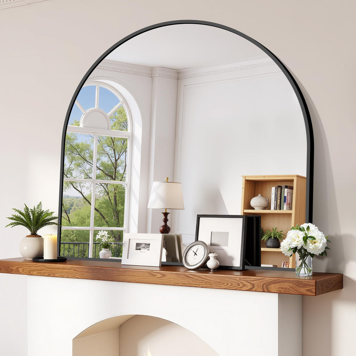 CIRCUMI Arched Wall Mirror, 36"x48" Black Arched Mirror for Bathroom
