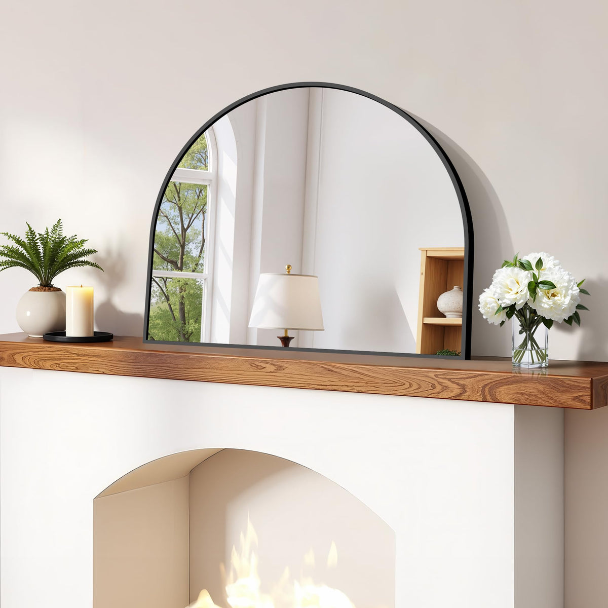 CIRCUMI Arched Wall Mirror, 36"x48" Black Arched Mirror for Bathroom