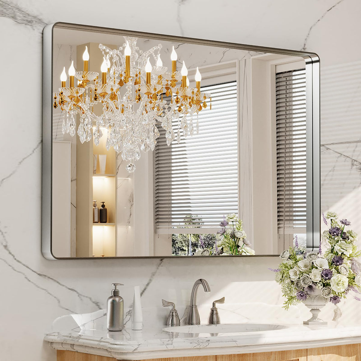LOAAO 24"X36" Gold Bathroom Mirror