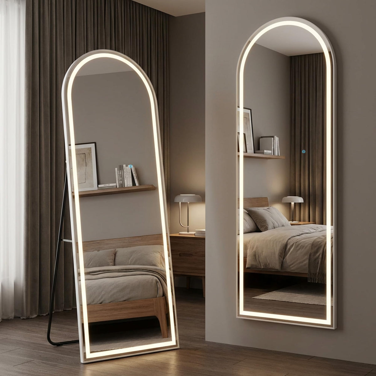 Alpen 71x26 Inches Arched LED Full Length Mirror, Floor Mirror with Stand
