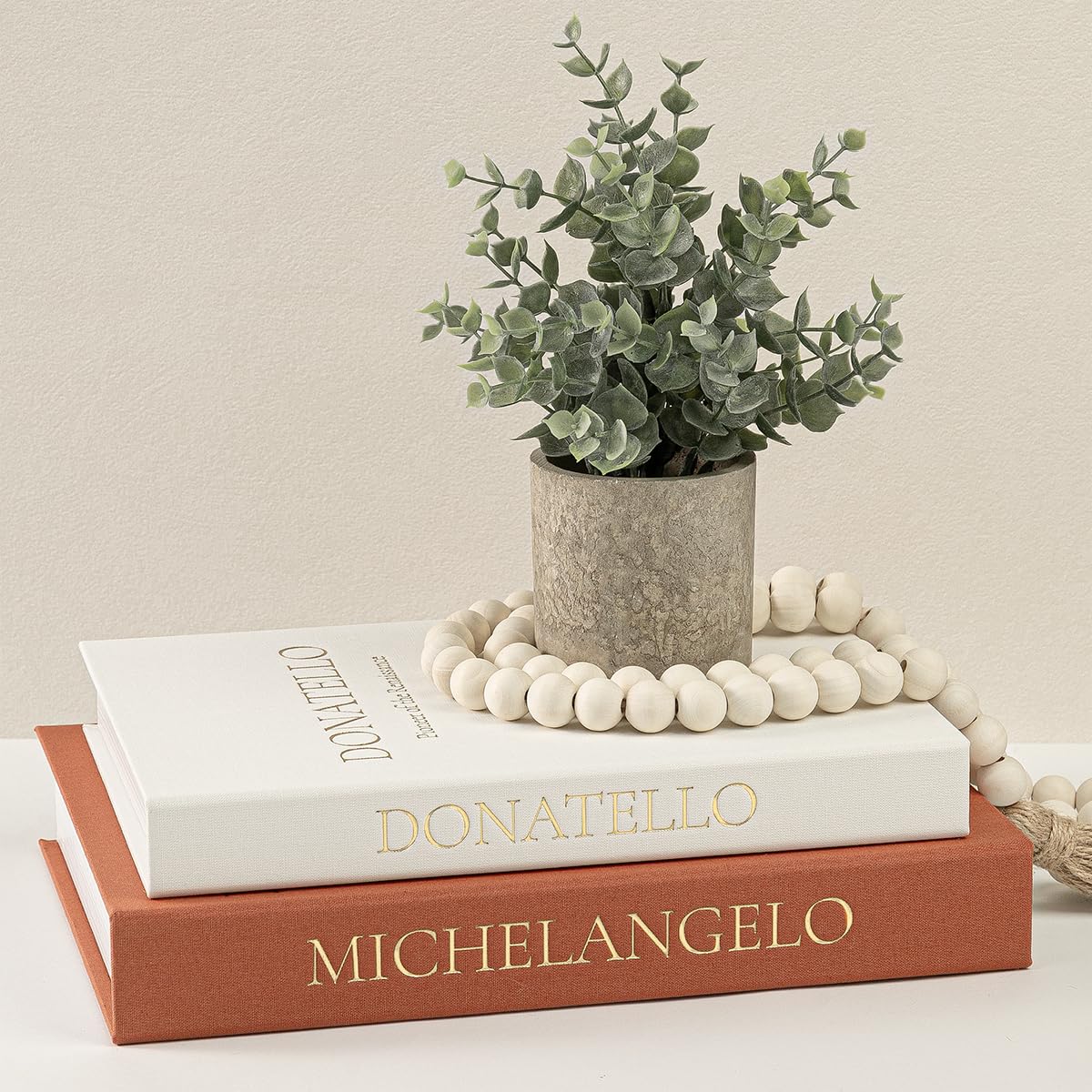 Decorative Books for Home Decor - Stackable Faux Book Box for Coffee Table Styling & Hidden Storage - Neutral Linen Fake Books as Display Riser for Shelf & Entryway (Set of 2, Van Gogh Art)