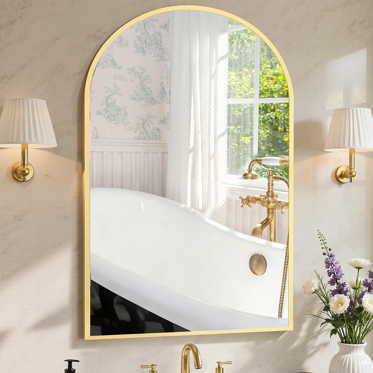 Sweetcrispy 26"x38" Arched Bathroom Mirror, Bathroom Mirrors for Over Sink