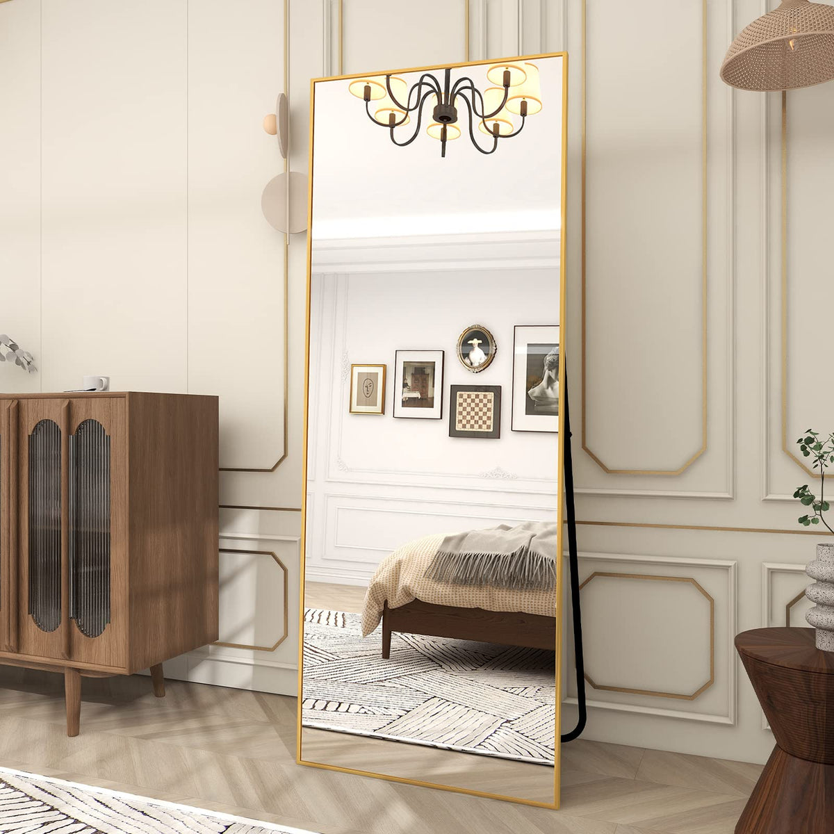 BEAUTYPEAK Full Length Mirror with Stand, 56"x21" Floor Mirror
