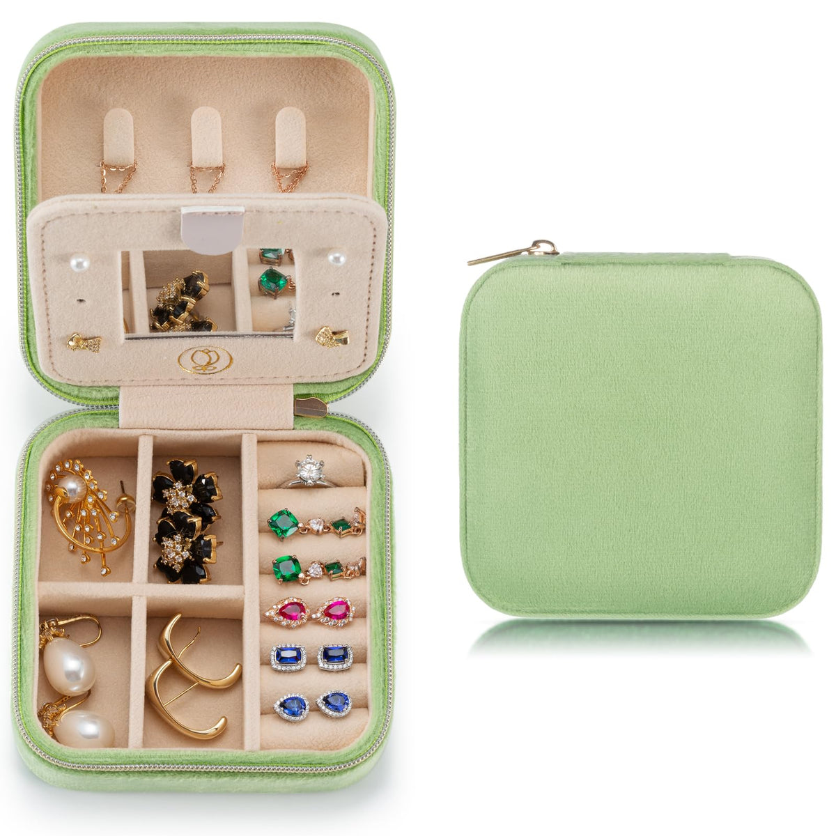 TRODANCE Mini Jewelry Travel Case, Small Portable Jewellry Organizer Box Portable Display Storage Box for Rings Earrings Necklaces, Gifts for Girl, Women, Wedding, Birthday, Mom, Mother's Day (Blue)