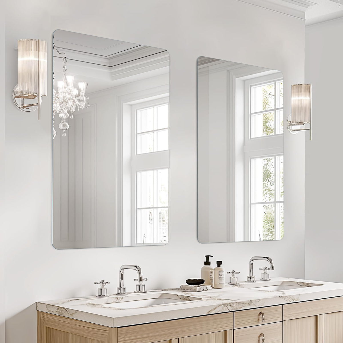 USHOWER 2-Pack Black Bathroom Mirrors for Over Sink 24 x 36 Inch