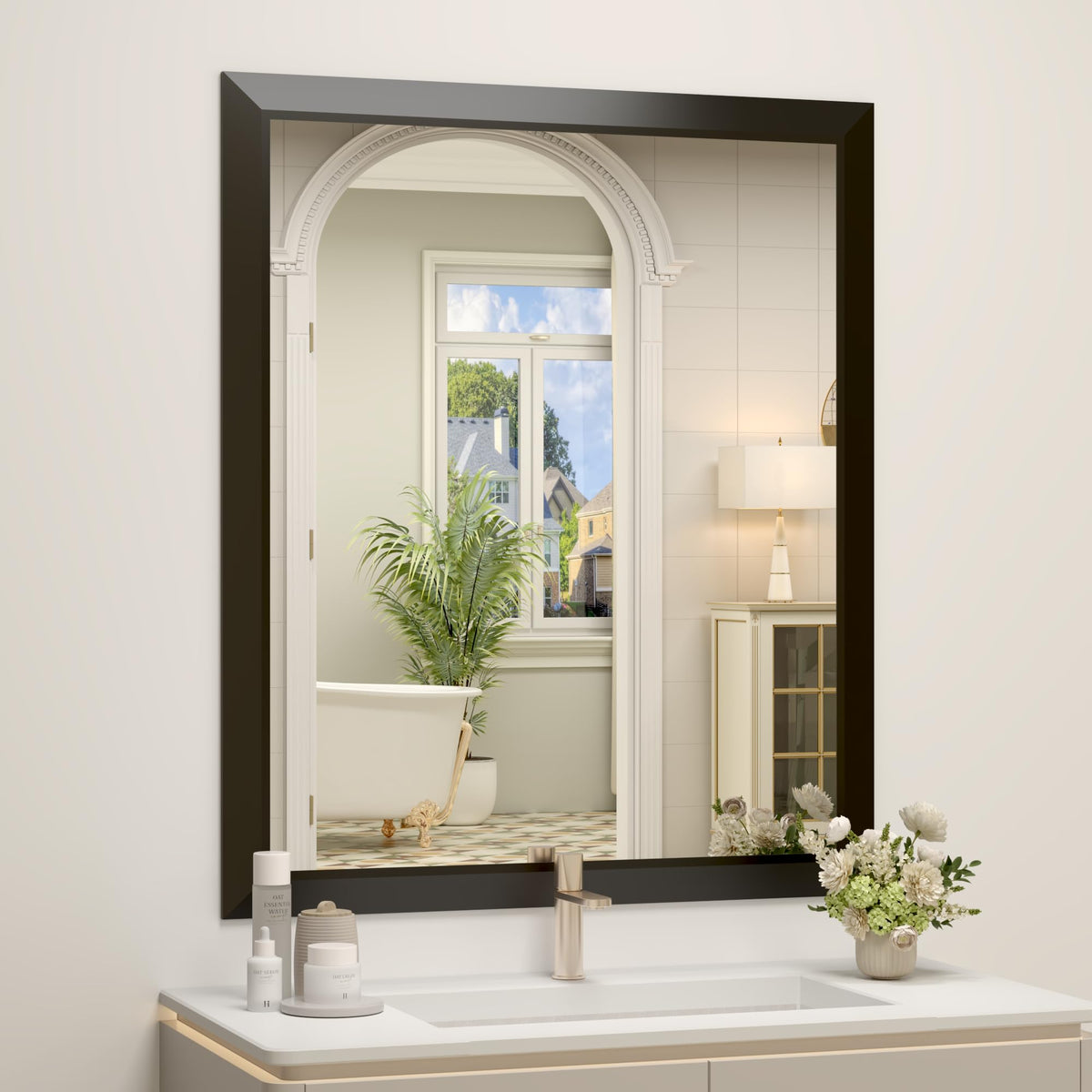 SMIROR 24x36 Matte Black Bathroom Vanity Mirror for Over Sink
