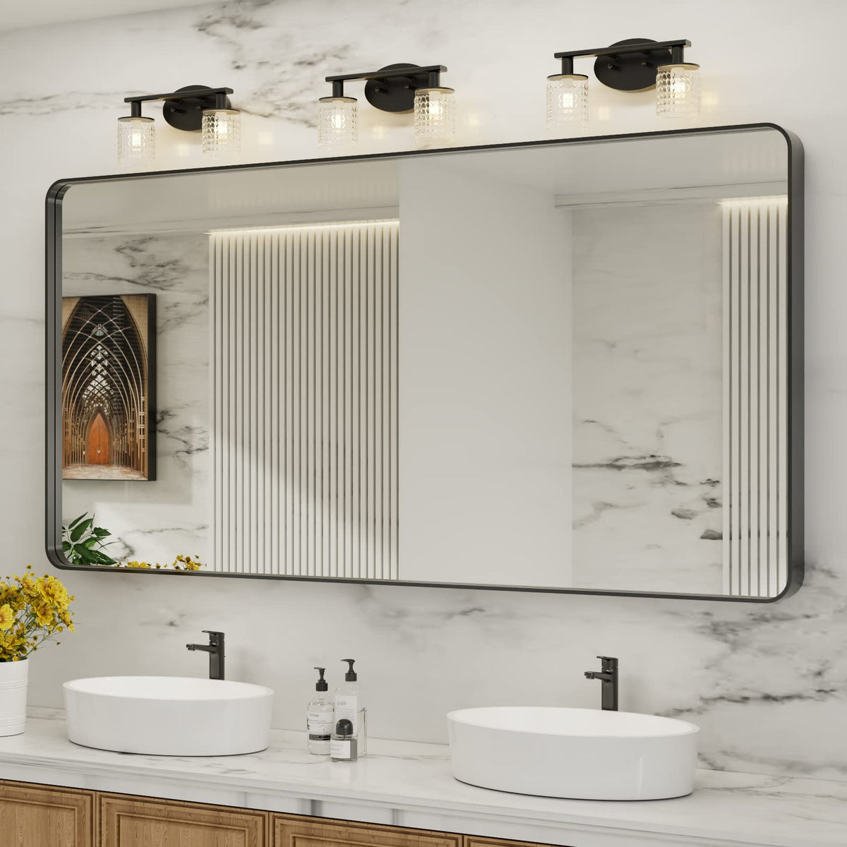 LOAAO 24"X36" Gold Bathroom Mirror
