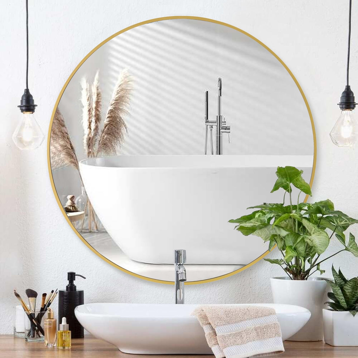 White Wall Mirror for Bathroom,Rectangle Large 30 x 40 inch Vanity Mirrors