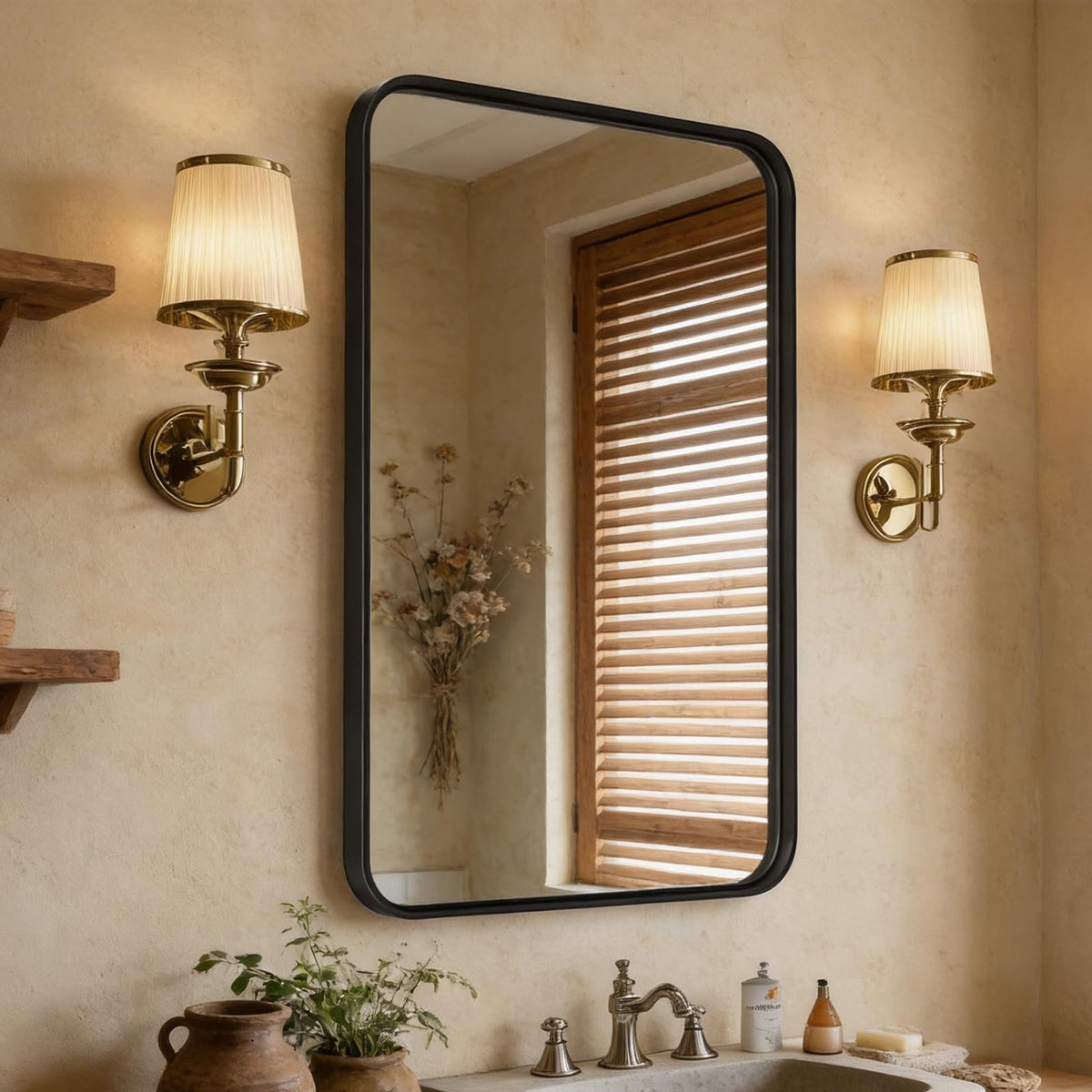 20 Inch Black Round Bathroom Wall Mirror, Round Mirrors for Wall Decor, Circle Mirror for with HD Shatter-Proof Glass for Entryway, Living Room, Bedroom, Dressing Room, Home Decor