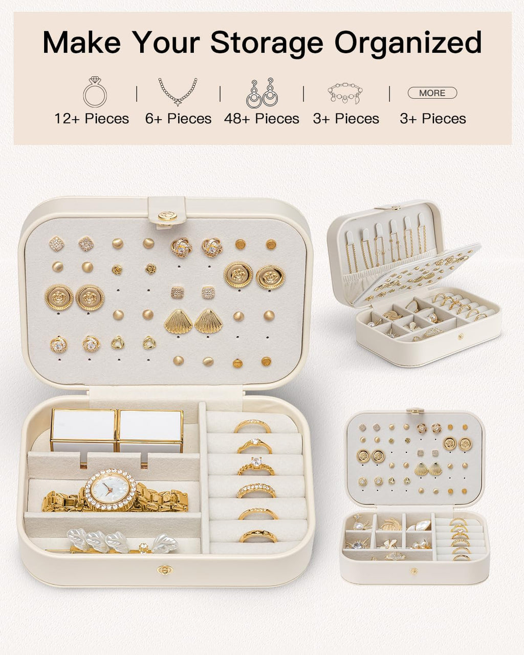 VLANDO Travel Jewelry Case, Portable Jewelry Earring Box Organizer