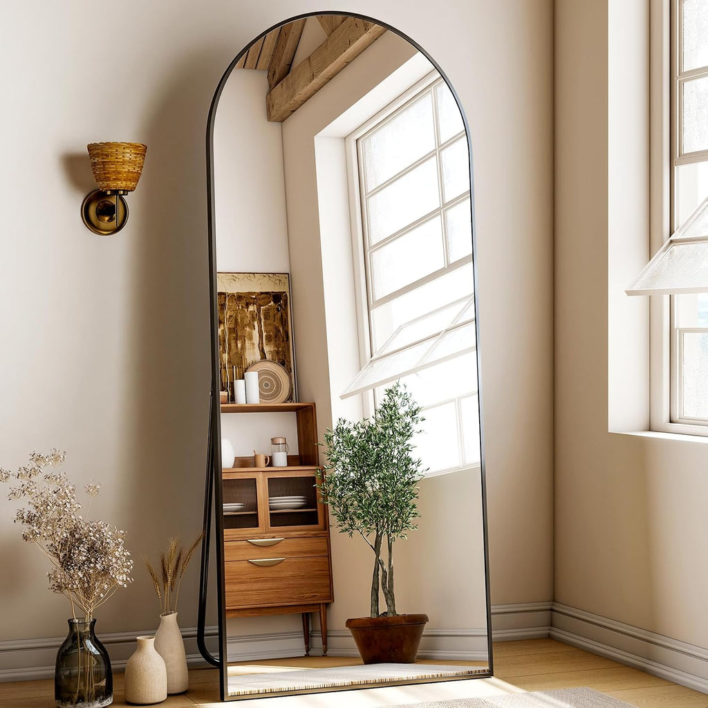 XRAMFY 24x68 Black Arched Full Length Mirror Floor Mirror with Metal Frame