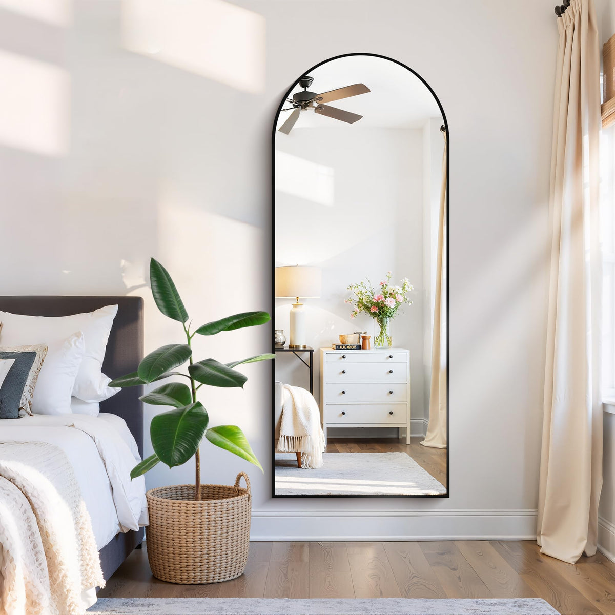 CIRCUMI Arched Wall Mirror, 36"x48" Black Arched Mirror for Bathroom