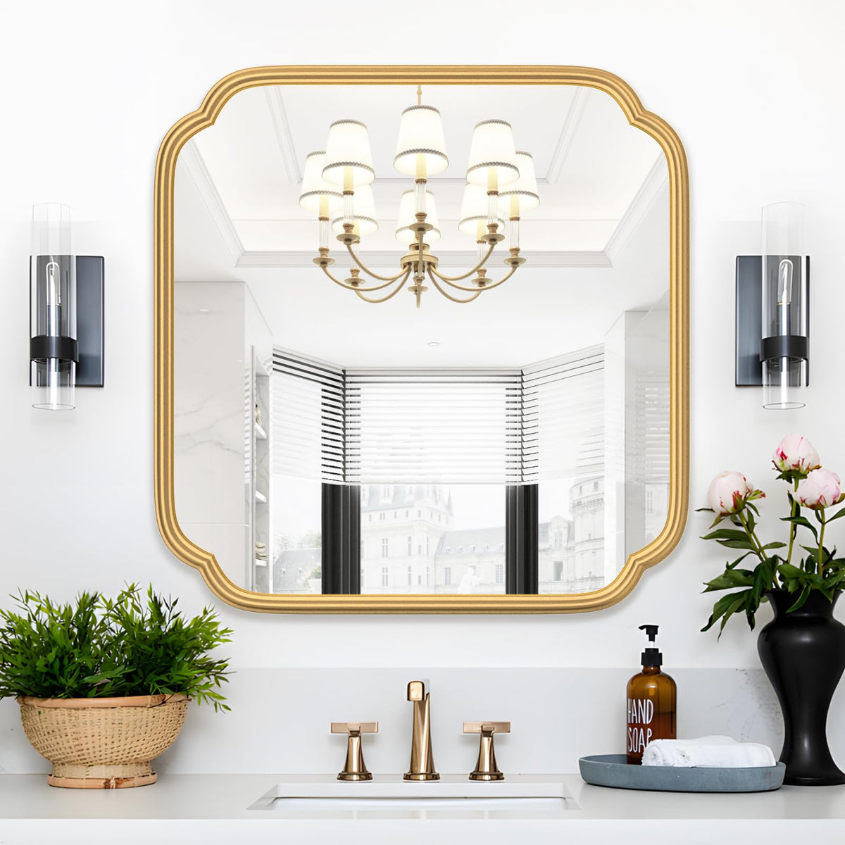 Ferytange 48"x16" Gold Door Mirror Full Length Over The Door with Non-Rusting Metal Frame, Modern Full Body Mirror Bedroom Closet Bathroom
