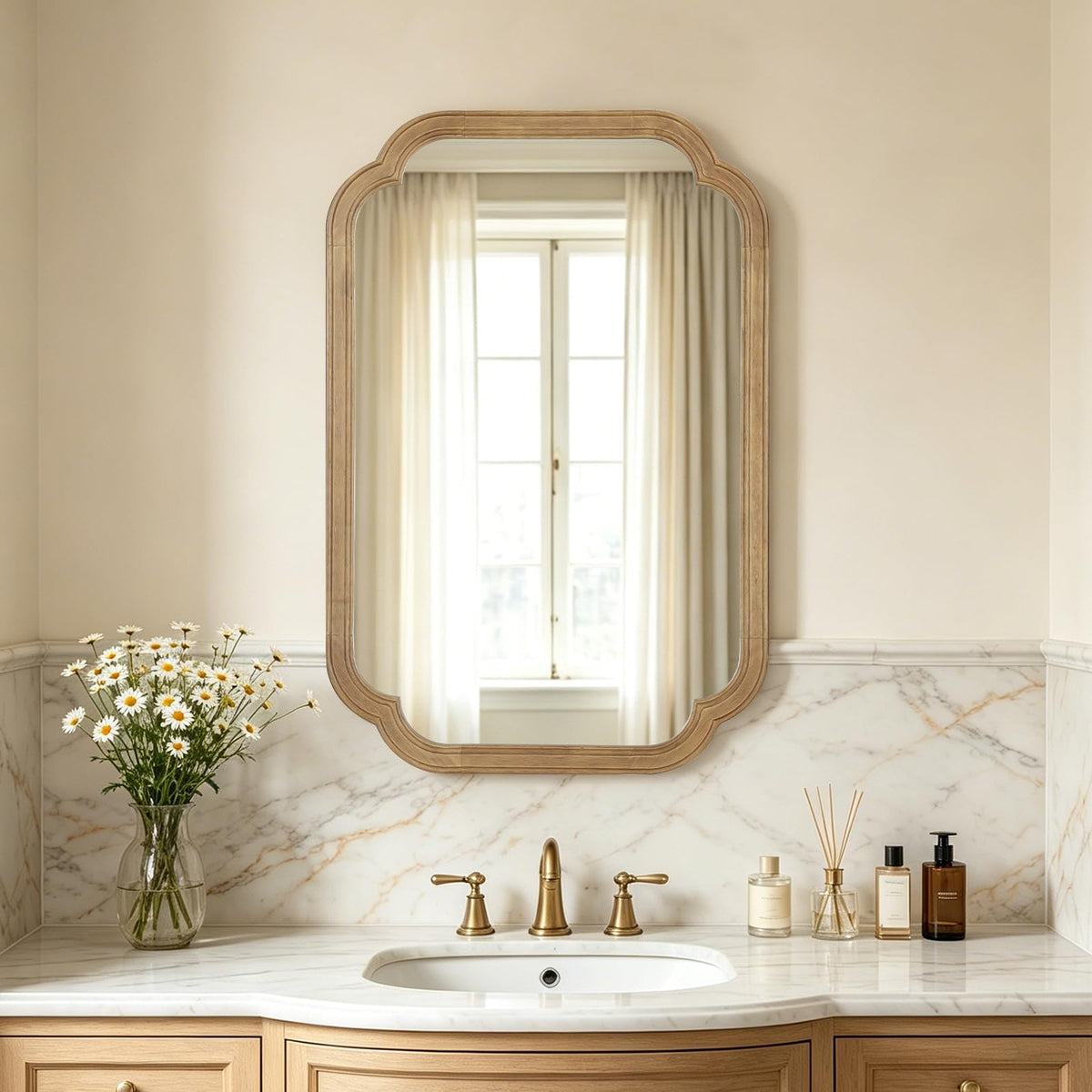 HOMECOOKIN Full Length Mirror Wall Mounted, Rustic Wooden Frame Floor Mirror, Rounded Corner Large Full Body Mirror for Bedroom,Dressing Room， Leaning or Hanging Against Wall (Walnut, 71" L x 24" W)