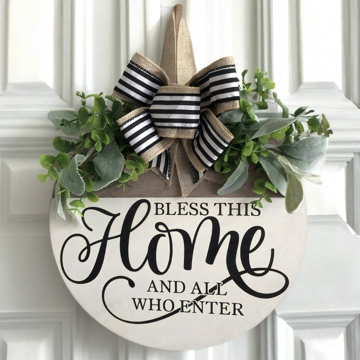 Fall Door Sign for Front Door, Wooden Welcome Hanger with Pumpkin Design, Plaid Bow and Autumn Leaves, Porch Entry Decor, Harvest Wreath Accent, Thanksgiving Decorations for Home and Covered Porch