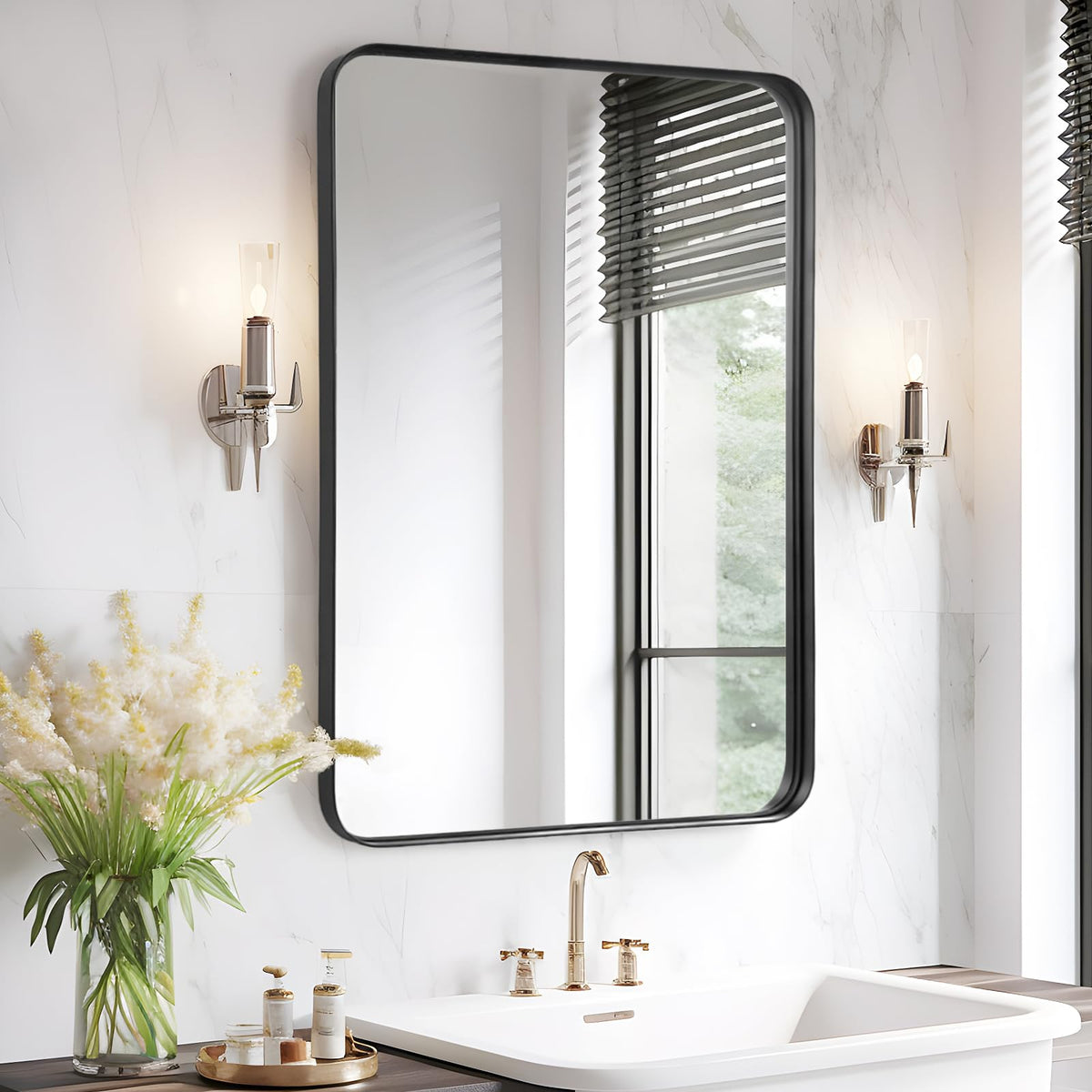 Black Bathroom Vanity Mirror Over Sink 2 Pack, 24x36 Large Wall Mirror