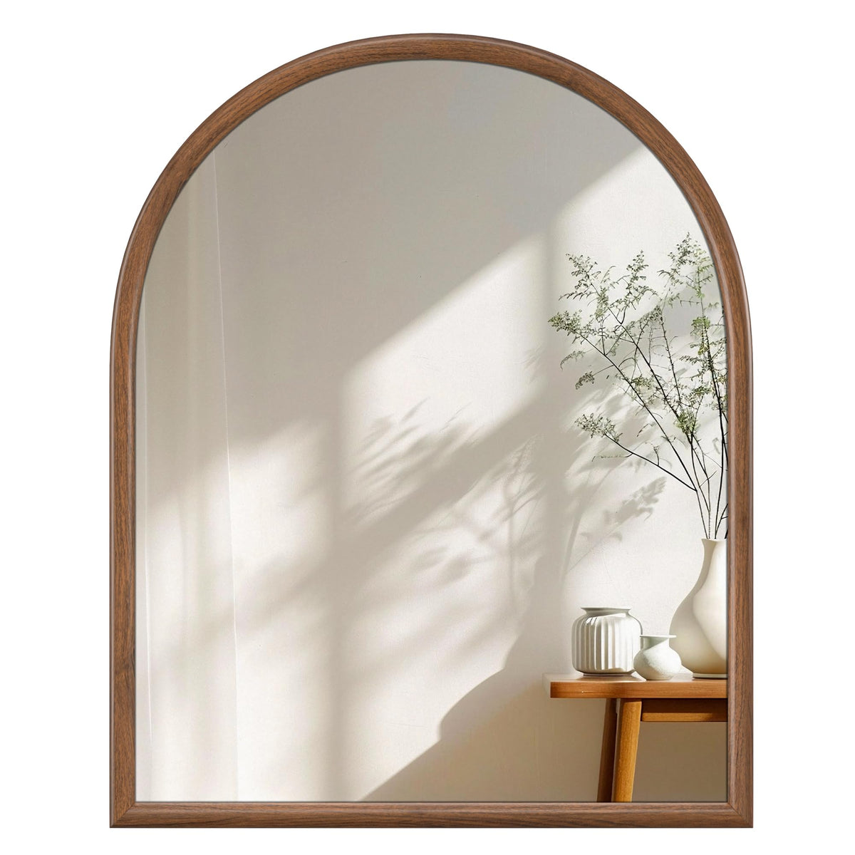 20"x30" Arch Wall Mirror for Wall, Wall Mounted Vanity Mirror for Bedroom, Wood Grain Finish Frame Mirror with Tempered Glass, Vintage Decorative for Bathroom, Entryway, Living Room, Walnut