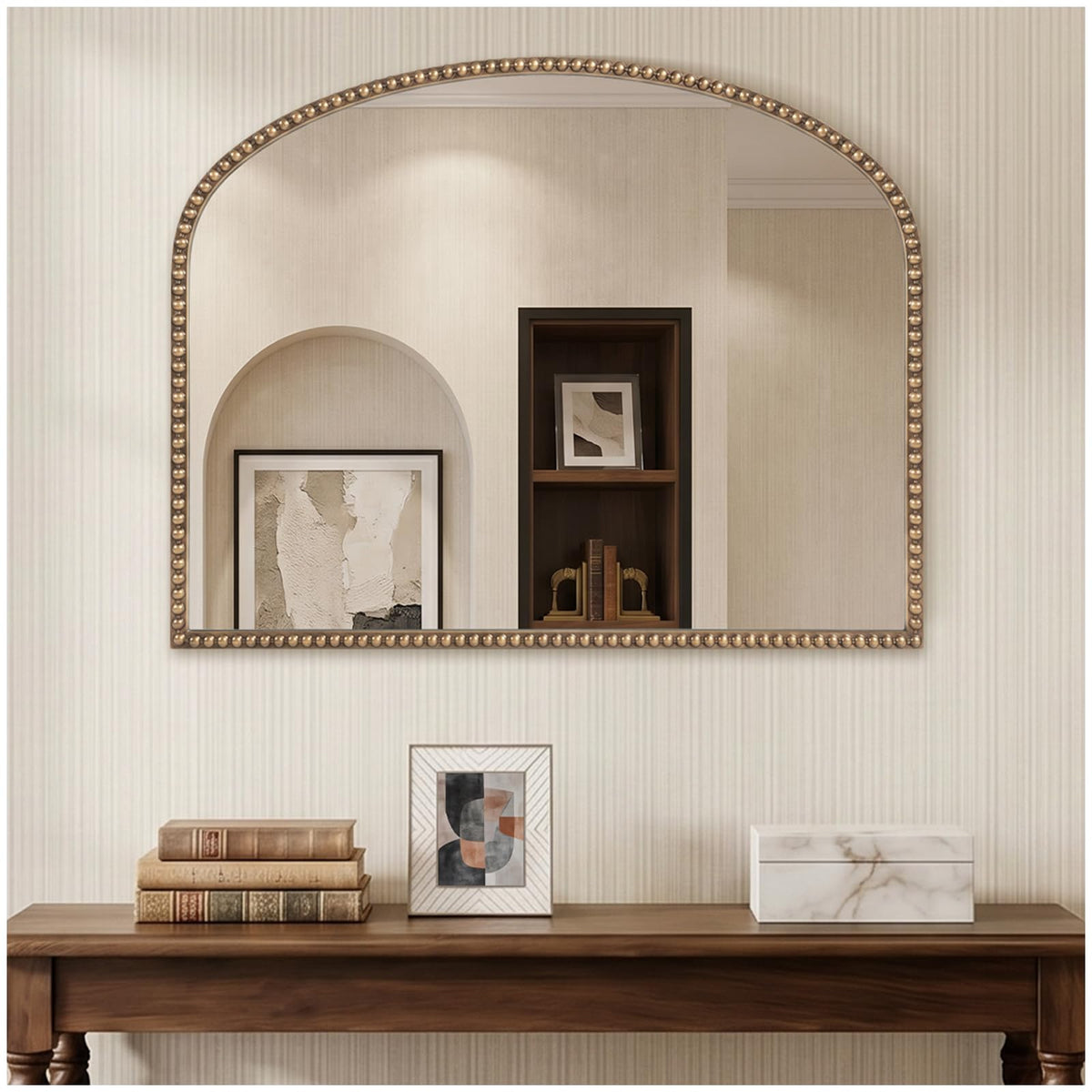 Vintage Gold Mirror 36"X30" Arched Antique Wall Mirror