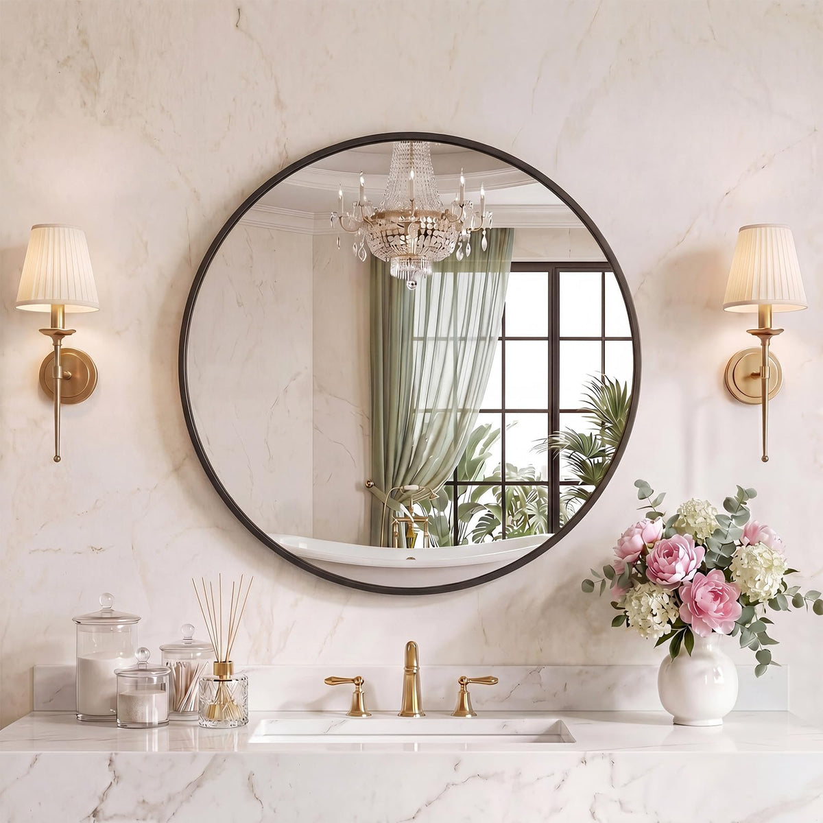 Sweetcrispy 26"x38" Arched Bathroom Mirror, Bathroom Mirrors for Over Sink