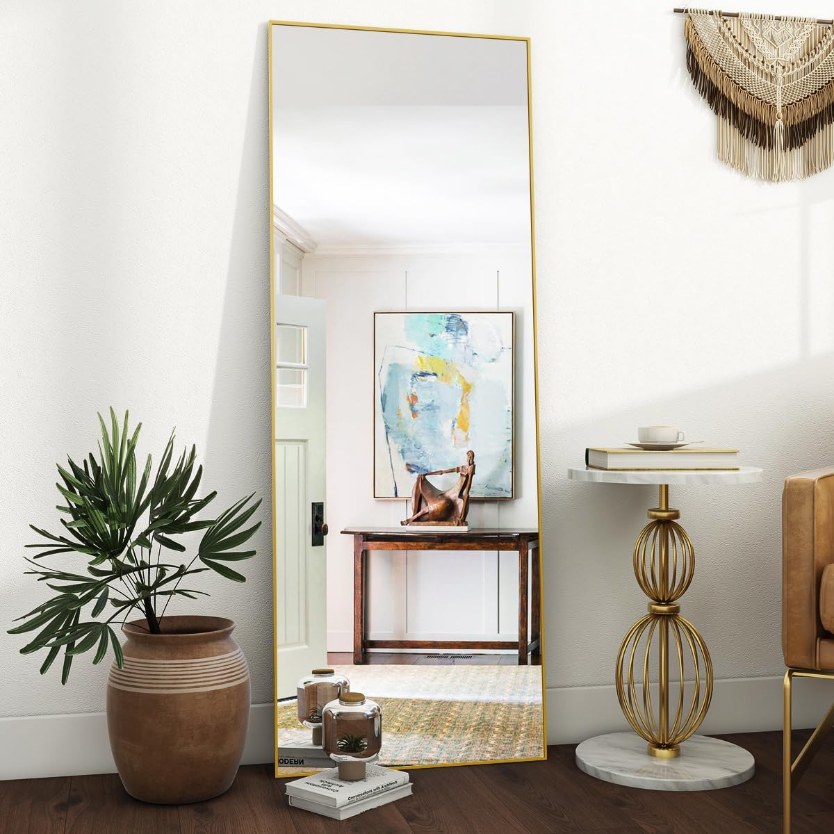 VooBang Mirror Full Length - 21" x 57" Floor Mirror with Stand Black