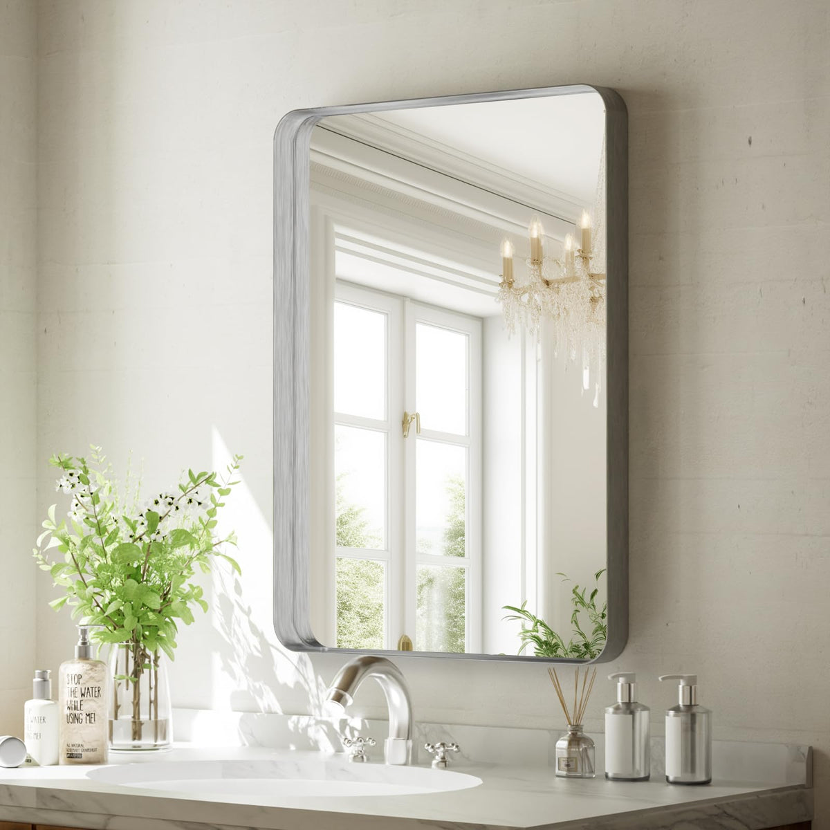 VooBang Bathroom Mirror 30"x48", Black Gorgeous Deep Frame Wall Mirror