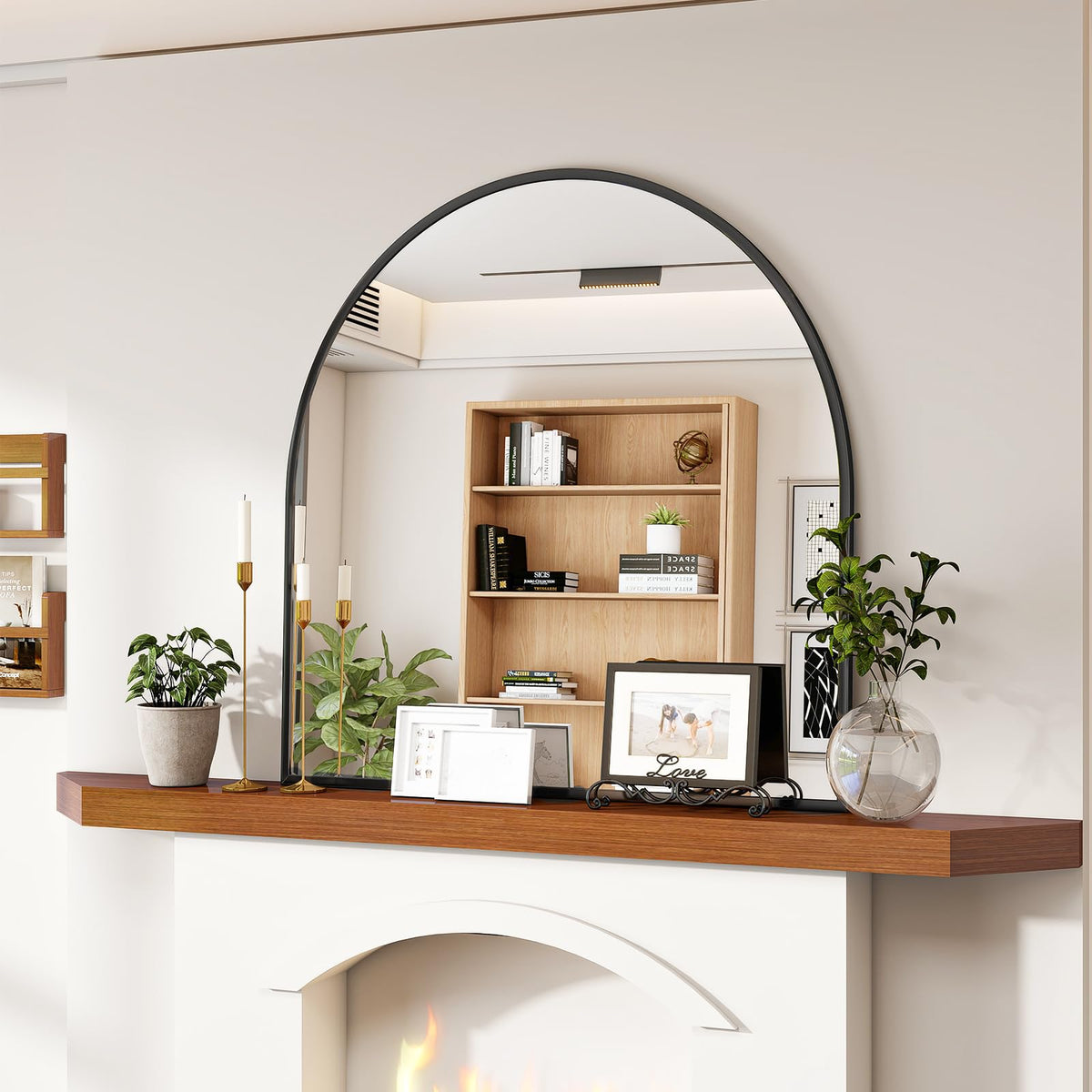 VooBang Arched Wall Mirror, 24 x 36 inch Arch Bathroom Mirror Black