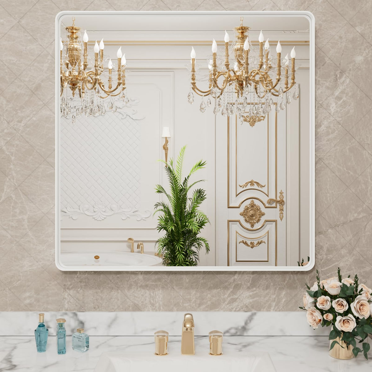 LOAAO 24"X36" Gold Bathroom Mirror