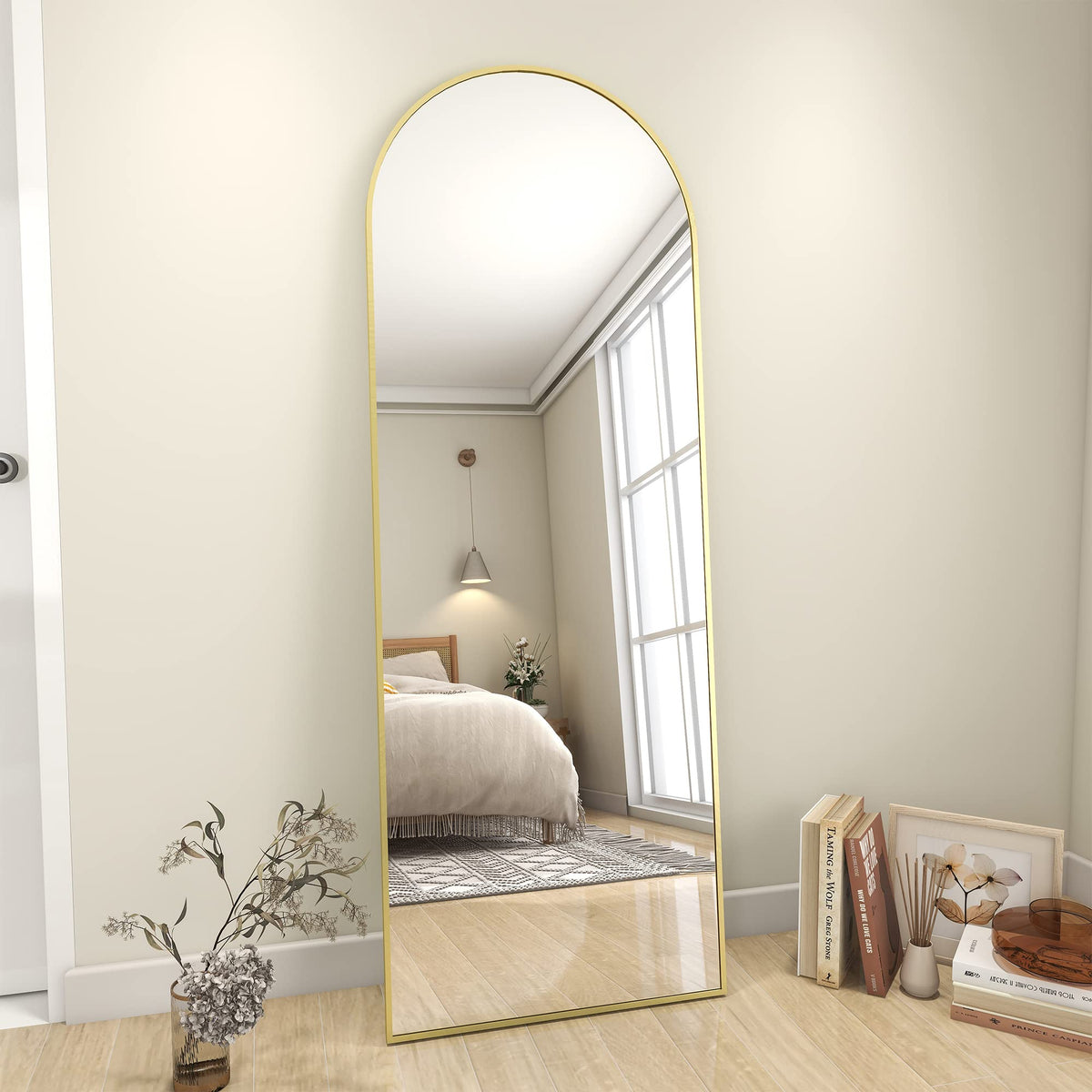 Koonmi 71x30 Arched Full Length Mirror, Floor Mirror with Stand