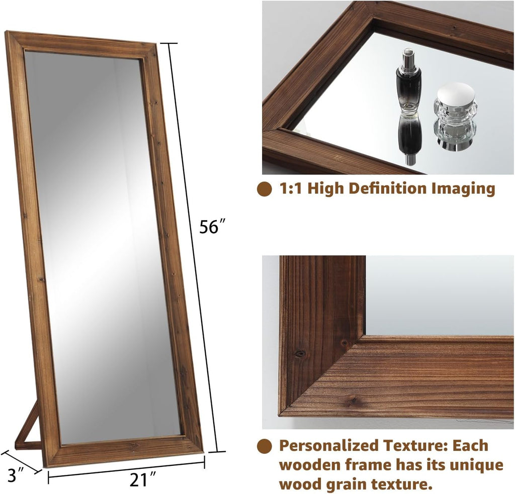 MELOMOIR Rustic Farmhouse Full Length Mirror with Solid Wood Frame 56"x21"