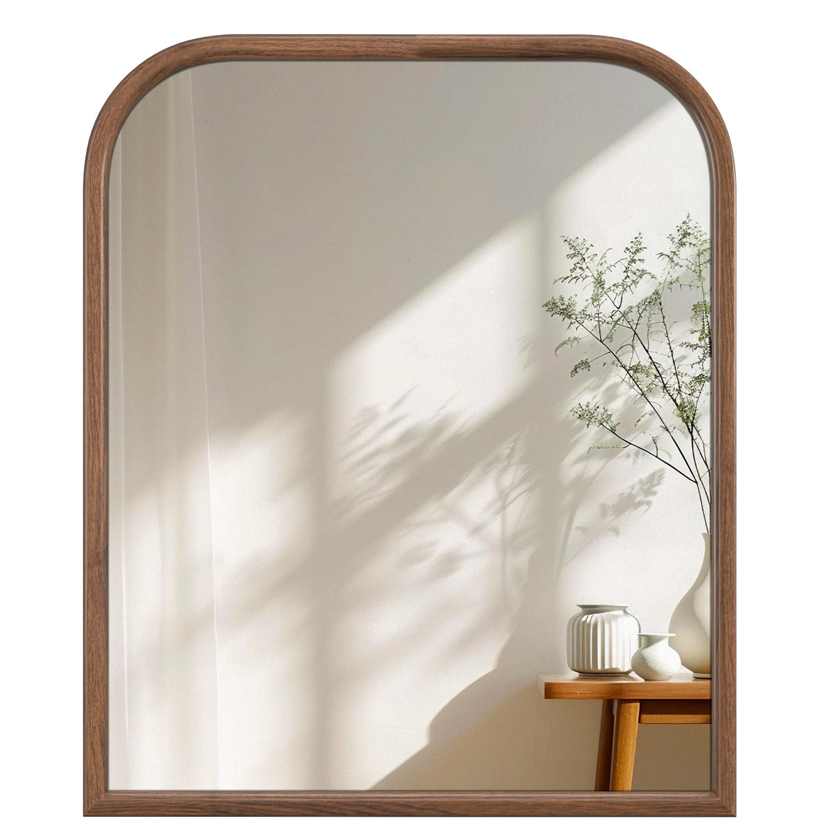 20"x30" Arch Wall Mirror for Wall, Wall Mounted Vanity Mirror for Bedroom, Wood Grain Finish Frame Mirror with Tempered Glass, Vintage Decorative for Bathroom, Entryway, Living Room, Walnut