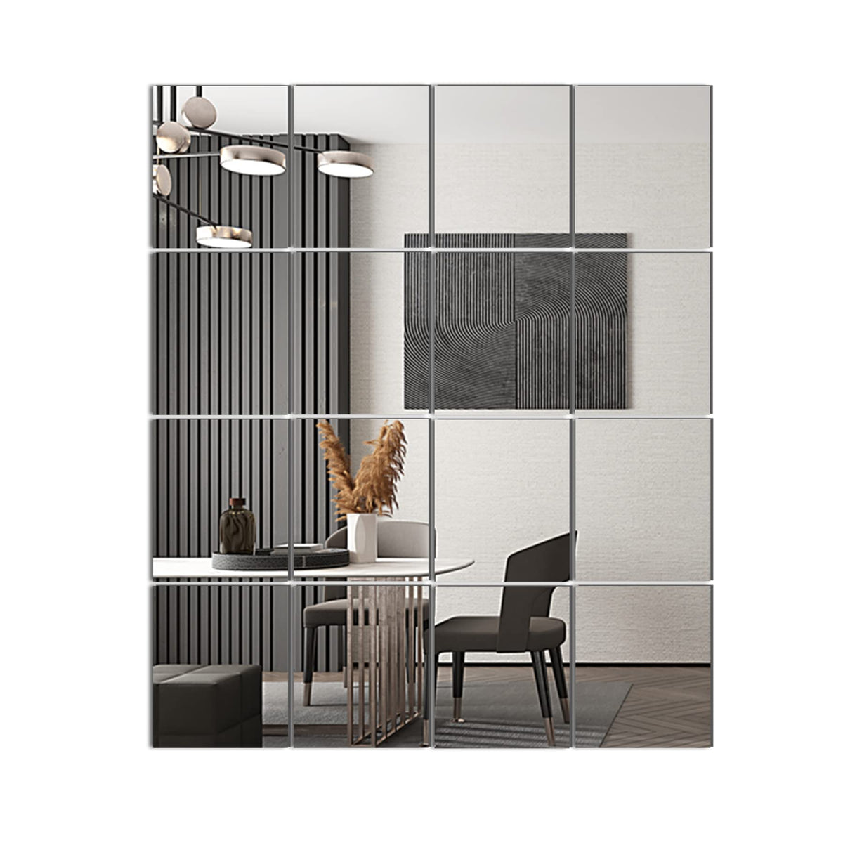 Delma Frameless Mirror Tiles 16"x12"x12 Pcs Wall Mounted