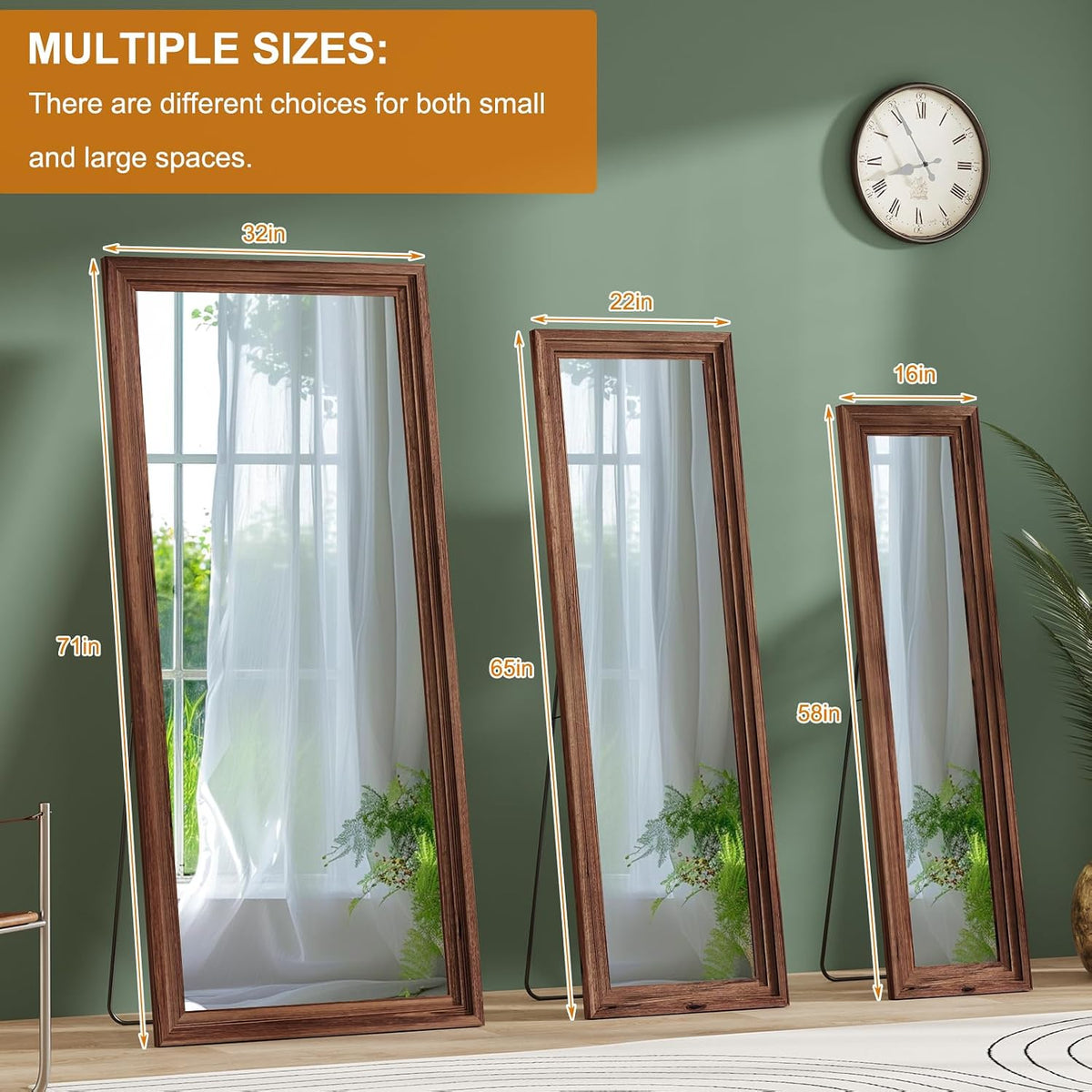 ZHUNFA Full Length Mirror, 65x22 Inch Full Length Mirror Wall Mounted