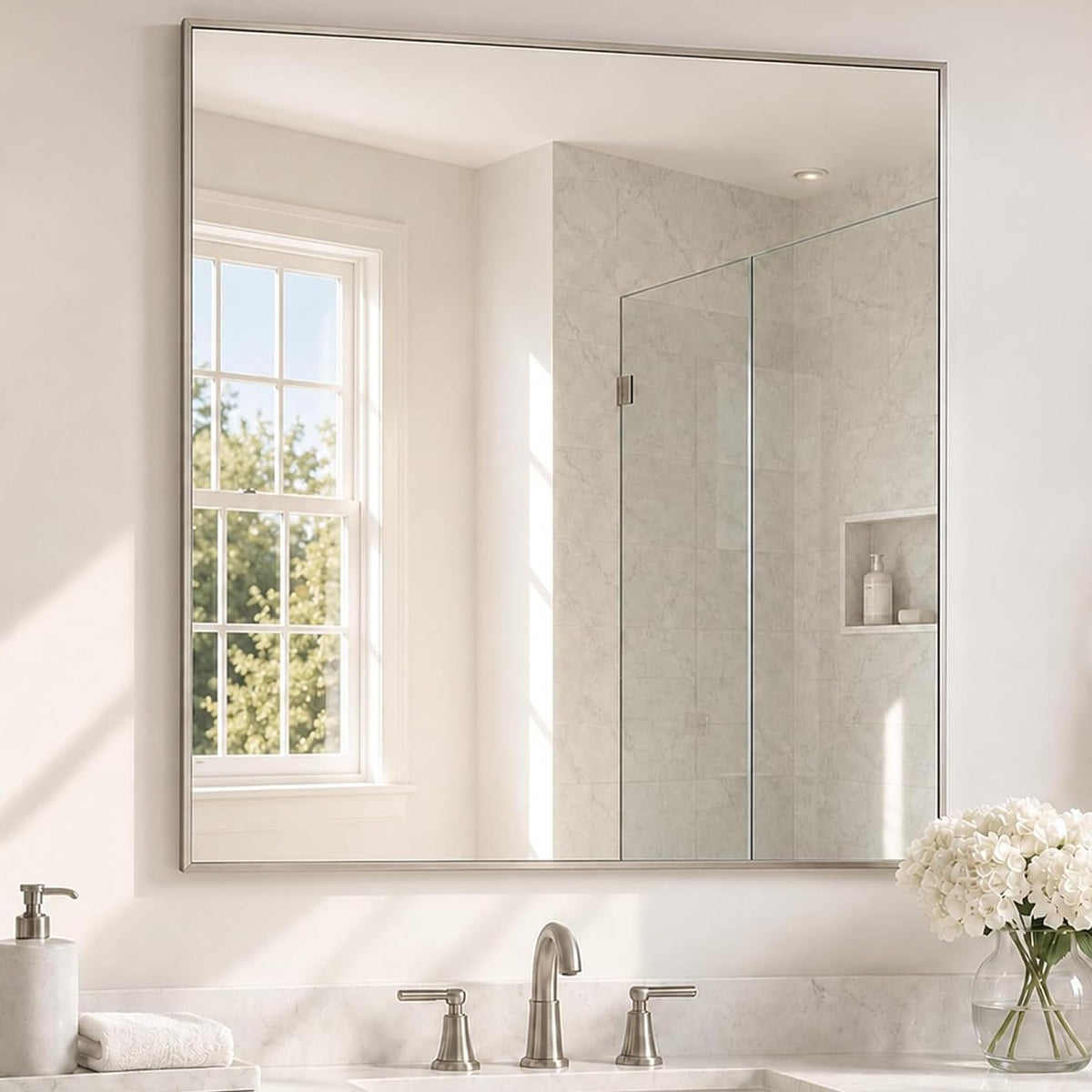 2-Pack 24"x36" Matte Black Framed Bathroom Vanity Wall Mirrors