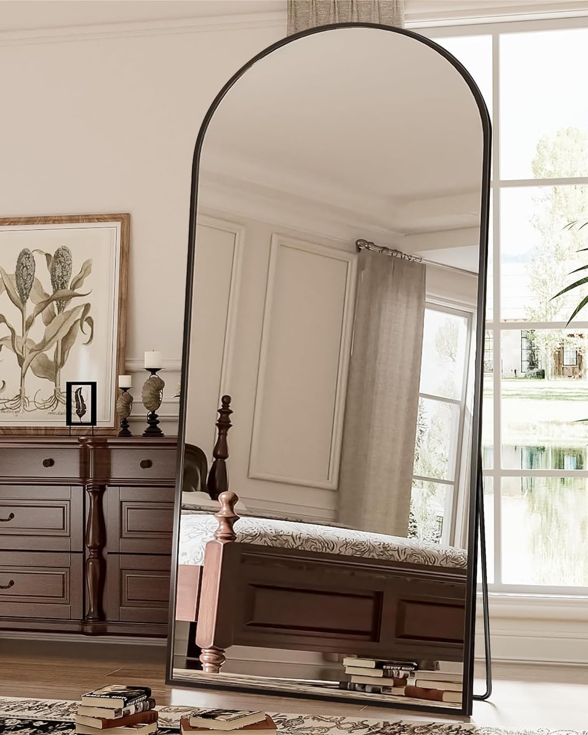 Antok 58" x19” Arched Full Length Mirror, Floor Mirror with Stand,Gold