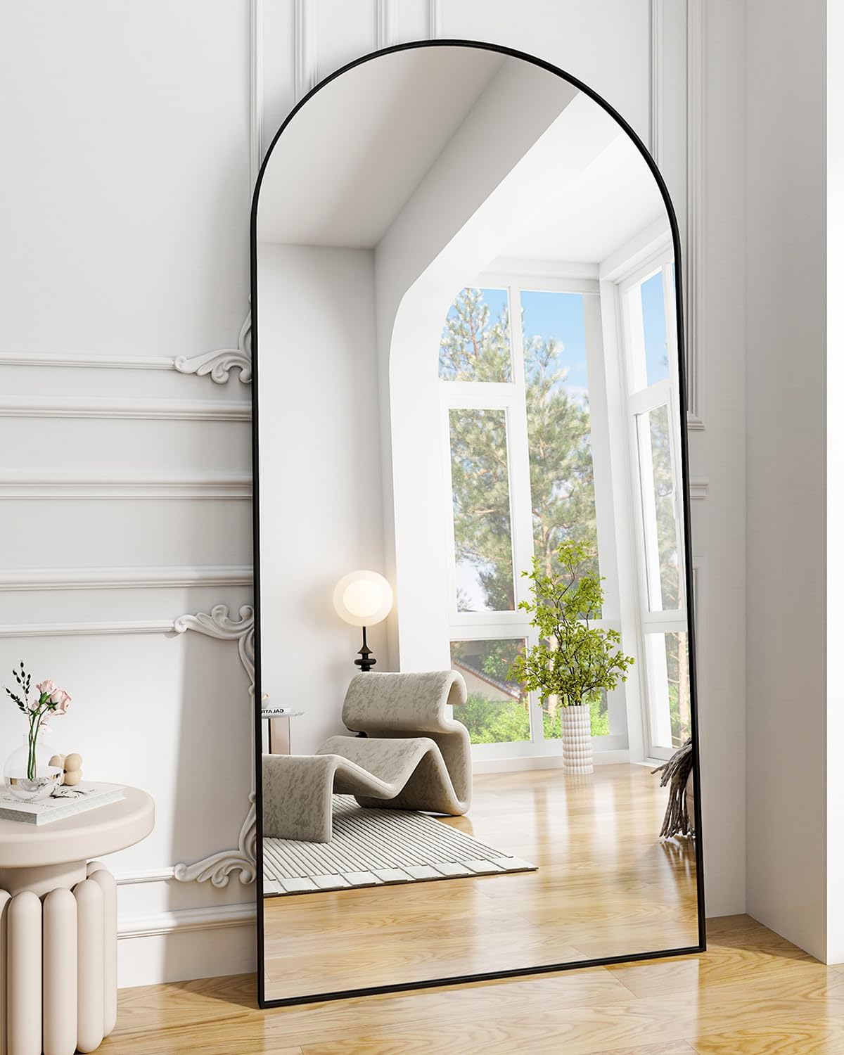 Koonmi 71x30 Arched Full Length Mirror, Floor Mirror with Stand