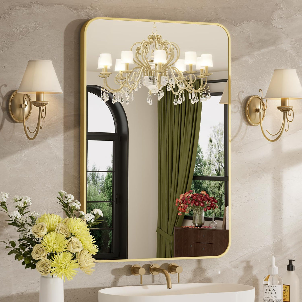 24"x36" Bathroom Mirror for Over Sink, Brushed Nickel Vanity Mirror
