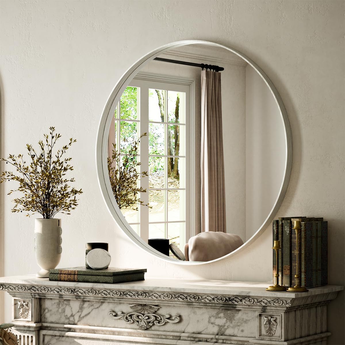 VooBang Bathroom Mirror 30"x48", Black Gorgeous Deep Frame Wall Mirror