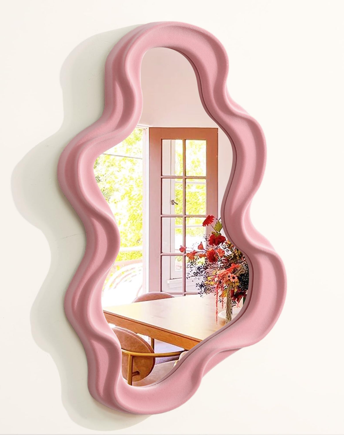 Emerald Green Wavy Wall Mirror Decor for Hallway Entryway, Irregular Cloud-Shaped Small Decorative Mirrors for Home Office Living Room, Modern Hanging Wall Art for Christmas Wedding Gift